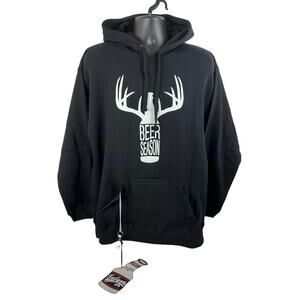 J America Huzu Beer Season Hoodie w/ Beverage Coozy Pouch Novelty Hoodie Size XL